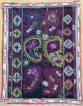 Antique Kirgyzstan embroidery on black velvet. 85x115cm