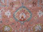 Fine Antique Oushak carpet detail. Full pile with some old reweaves. Colours not faded. 9' x 12'  