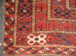 Beshir long carpet with great pile. Too much carpet in the middle so sides lie flat and middle is like a roller coaster. Great colour. Circa 1880 7' x 14'