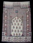 Indian printed and painted cotton from first half of 19th century. Hand spun and woven cotton and natural dyes. 

Backside is imported English chintz.