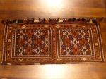  Khamseh Arabic camel bag, mint condition, soumak front with plain kilim back, goat hair loops, 156x73