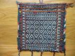  Qashqai Dareshuri warp faced chanteh, 29x28cms, very fine weave, tassles later additions.