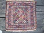  Very old shasavan bagface, wonderful colours, rare design, 55 x 58 cm, 23 x 20 inch, lovely border, soft handle, nice aubergine