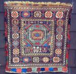  Rare Soumak Bag-Face with Supplemental Weft-Float Embroidery,Early 19th Century,2'3''x2'1''.