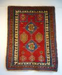 Bordjalou Prayer Kazak, 

110 x 140 cm., end 19th.c. Great colours, excellent pile and condition, no repairs, minor tredfold wear areas in the white border and needs a bit side rewrapping here and there.  