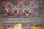  COLLECTORS ARE LOOKING FOR RARITIES; WE DEALERS TRY TO FIND THEM:
THIS IS A NON CHINESE WEST GANSU ALL WOOL OPEN RIGHT CARPET, CONNECTED TO A CENTRAL ASIAN CULTURE BACKGROUND: