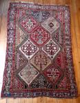  Powerfull and rare qashqa'i rug with kufic inspired border. 19th C.