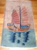  Chinese Deco Rug w/ Boat, possibly Fette