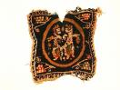  Egyptian Coptic Tunic Square Fragment w/ Grapes and Dionysian Dancers (or maybe Adam & Eve on holiday?), 4 - 600 AD., fantastic color
