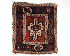 Old Persian bagface with an interesting and unusual design, good colors, and mostly thick pile. Shahsavan? Slight center wear. Small creases. Slight loss all around, edges not original. All good natural colors. Reasonably clean. 19th c. weaving. 19\