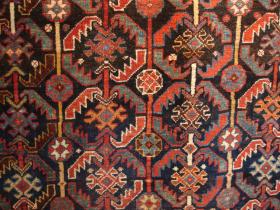  Qashqai Rug, SW Persia, 5\'4 x 9\'5 ft. Some old restorations throughout the rug, sides are wrapped, Nice soft silky wool, Good colors, Great design.   