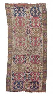  Antique Kilim . Circa 1915. Size: 4x1,57 m. Amazing colors and tribal design.