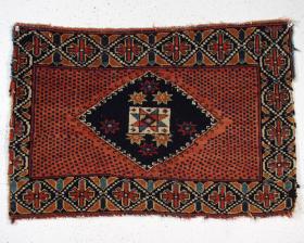  Old Afshar bagface with an unusual design, pretty colors and overall good pile. Nice even medium length pile with just slight center wear. Some loss on both sides, top and bottom pretty good. No repairs. A small 1\