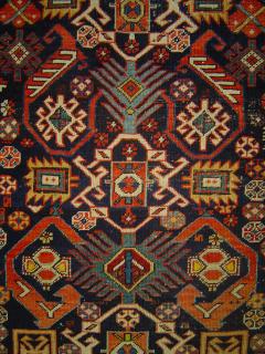  Dazzling Kuba-Shrivan 7-Pole Abstract Tree Prayer Rug, 122 x 148 cm. Late Romanov Dynasty Period (turn of 19/20th century).Good condition.