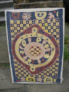  Kaitag embroidery mounted.A very graphic textile well mounted and in good condition.
