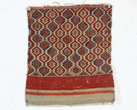  One of a pair of old little Turkish flat woven bagfaces with an interesting \