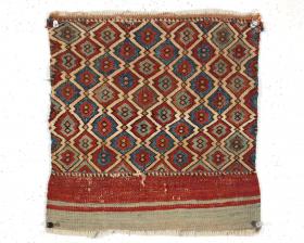  One of a pair of old little Turkish flat woven bagfaces with an interesting \