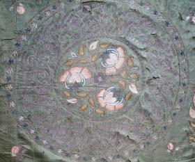  Ottoman, Silk on Silk with Silver Thread Embroidery.
18th Century or before
approx; 46\
