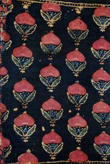  19th.century ottoman hand printed linen fabric.size 77 cm x44 cm