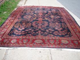 mahajaran painted sarouk. almost 9 x 12 ft. some wear to the center. no other condition problems. freash from a house.