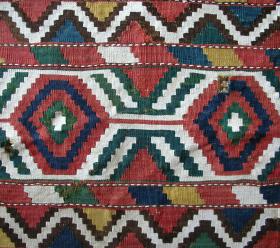 Two mafrash end panels, Southern Caucasus (Kazak region?), late 19th cent., about 50 x 47 cms each, slit-tapestry weave; for this type, see Tanavoli, Mafrash, pl. 110 (he attributes this type to Moghan which doesn�t seem right); six colours: two blues, green, brown, red, yellow and lots of undyed cotton; some holes and no repairs (see full image); great visuals.