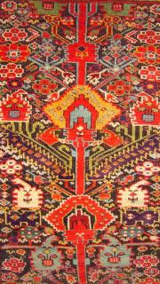  Sauj Bulag flame design kurdish area rug.Mid 19th.c.