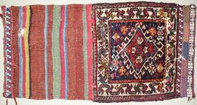  sweet little Southwest Persian Qashqai bag with beautiful kilim back. Full peace including back measures 66x33 cm(26x13 inches)