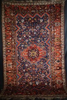  Khamseh main carpet, circa 1900. Well drawn, excellent full pile condition. Hand washed and ready for use. Size: 8ft 8in x 5ft 3in.