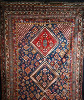  Luri main carpet, circa 1900. Triple medallion. Even wear, but still a very \'good looker\'. Hand washed and ready for use. Good large size. 10ft 2in x 6ft 1in. 