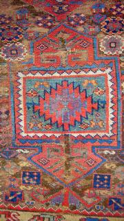 Battered but still juicy sauj bulag area kurdish rug.