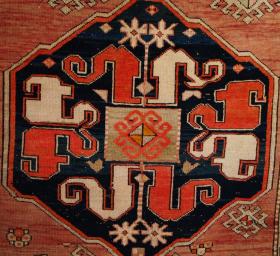  Cloudband Kazak, circa 1900. Good condition with even wear. Size: 8ft 8in x 4ft 1in.