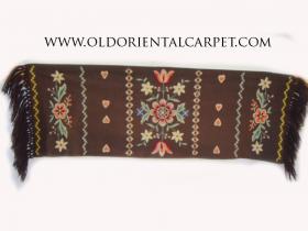 UNUSUAL SCANDINAVIAN EMBROIDERY. This interesting piece dates from around 1950. It is probably Norwegian and is used either as a table decoration or as a cover for a wooden chest. Reference 1673. 42 x 122cms. �75.