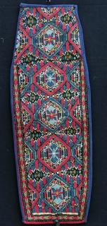  Mysterious Central Asian Textile 15 X 42cm. Chainstitch and forbidden stitch!