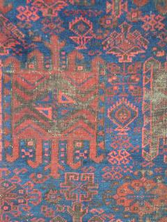  Timuri Baluch Main Carpet with a very unusual field consisting of a particularly rare palmette? perhaps derived from harshang design? and more standard Baluchi fillers floating about. Great Baluchi blues! 173x 226cm (68\'\'x89\'\' inches)