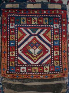  Shahsavan bagface circa 1880. All natural dyes except for some Fuchsine in the wefts and in some of the kilim stripes on the back. Please email for price and more pics thank you. 