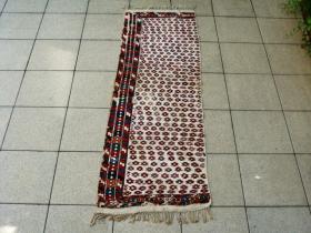 Antique Ivory Flower Zileh , 84cm x 265cm , 2\' 9\'\' x 8\'\' , Wool on Wool and All Vegetable Colours ,  