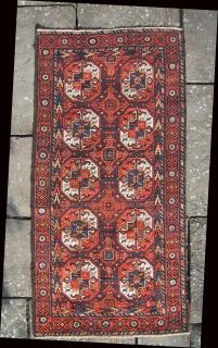Belouch rug with turcoman guls 175 x 86 cm.