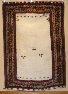  This is a very unusual Arabic soffreh with cotton kilim field and piled woollen border. The reverse side was used as the working surface. The pile is full and all natural.