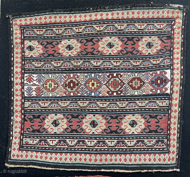 Sumak Bag Face Caucasian 1870s all natural colors good condition 1'9X1'10                      