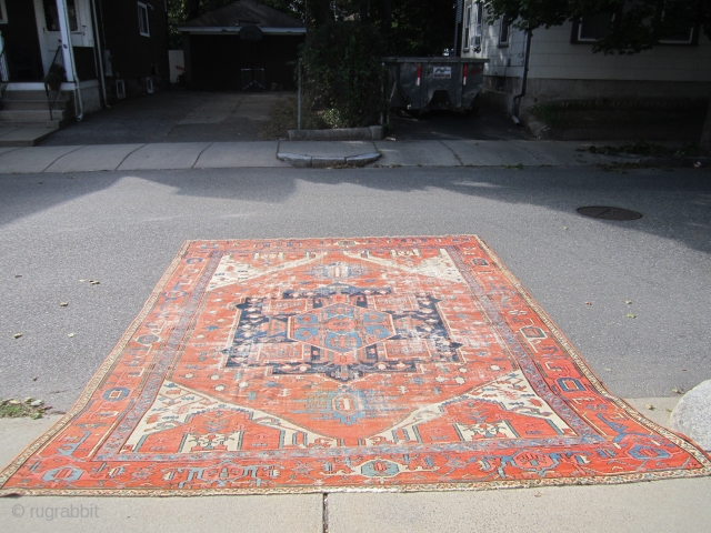 estate distressed antique serapi rug 9' 5" x 12' very supple condition as shown no dry rot clean rug worn in places great open design 2700 plus shipping. SOLDDDDDDDDDDDDDDDDDDDDDDDDDDDDDDDDDDDDDDDDD    