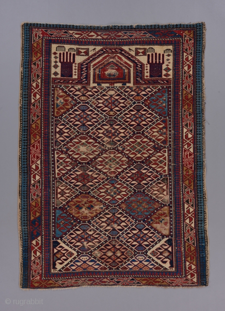 Shirvan prayer rug. 4'5" X 3'2".                           