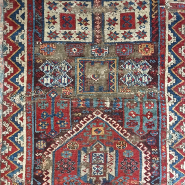 Old East Anatolian rug fragment, likely Kurdish                          