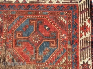 Very Old Central Asian / Uzbek main carpet with crosses in octagons. Great saturated and diverse color with an amazing border of a type i have never seen anywhere else. The negative  ...