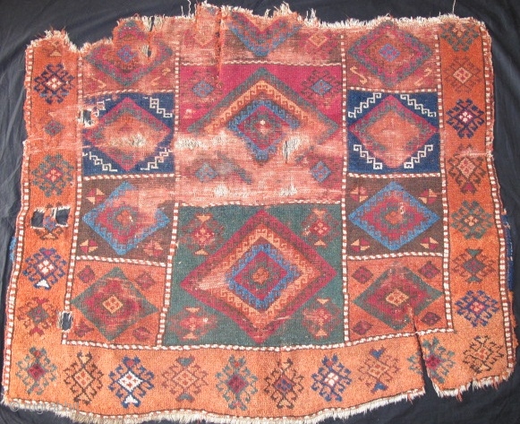 East Anatolian Rug Fragment with vibrant color.                          