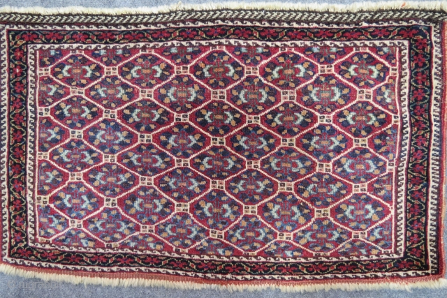 Unusual Afshar bagface, finely woven, lots of colors                         