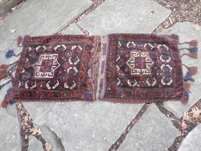 Southwest persian - each measures approx 24" x 24".  pretty much full pile with a couple knots missing near medallion on one , floppy handle,       