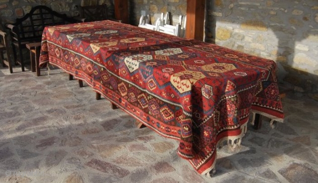Kars long Kilim, Eastern Anatolia, cm 155x410, 2nd half 19th century, great colors, great condition, few minor restorations, rare, collection piece. - For ref see "KIlims" by Yanni Petsopoulos, page 222, Thames  ...