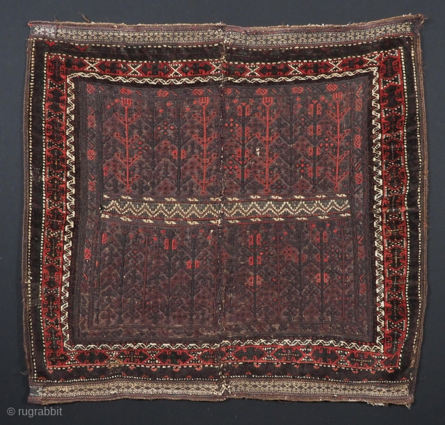 A scarce Baluch sofreh (eating cloth) these were placed on the ground for food to be served on. www.knightsantiques.co.uk 
Size: 2ft 11in x 2ft 8in (89 x82cm).
Circa 1880.

This outstanding example was woven  ...