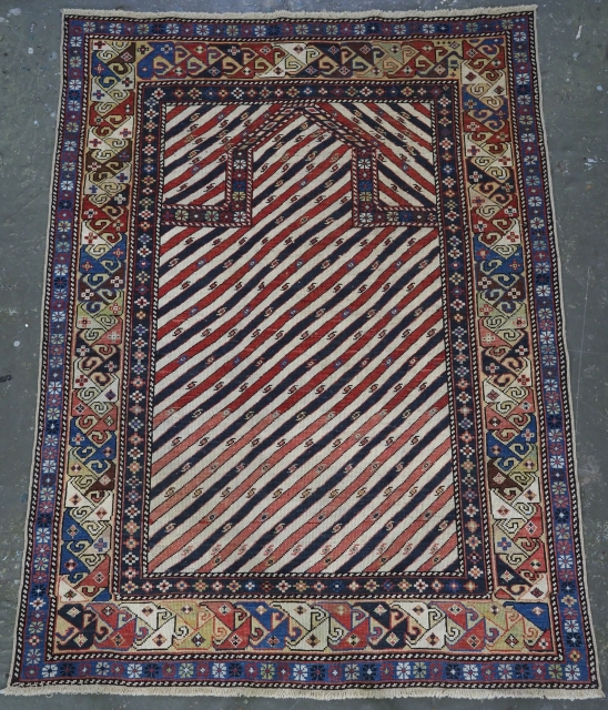 Exceptional Shirvan prayer rug with stripe design, 2nd half 19th century.
www.knightsantiques.co.uk
                      