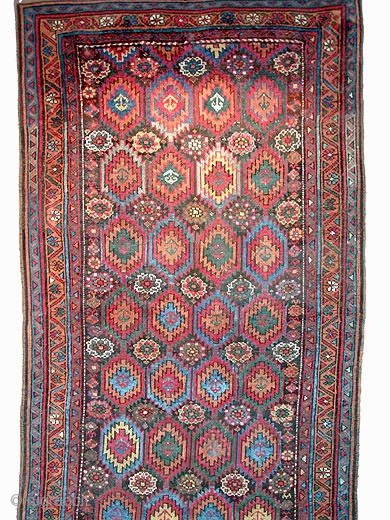 Antique NW Persian Kurd Rug w/ Flame Design                         